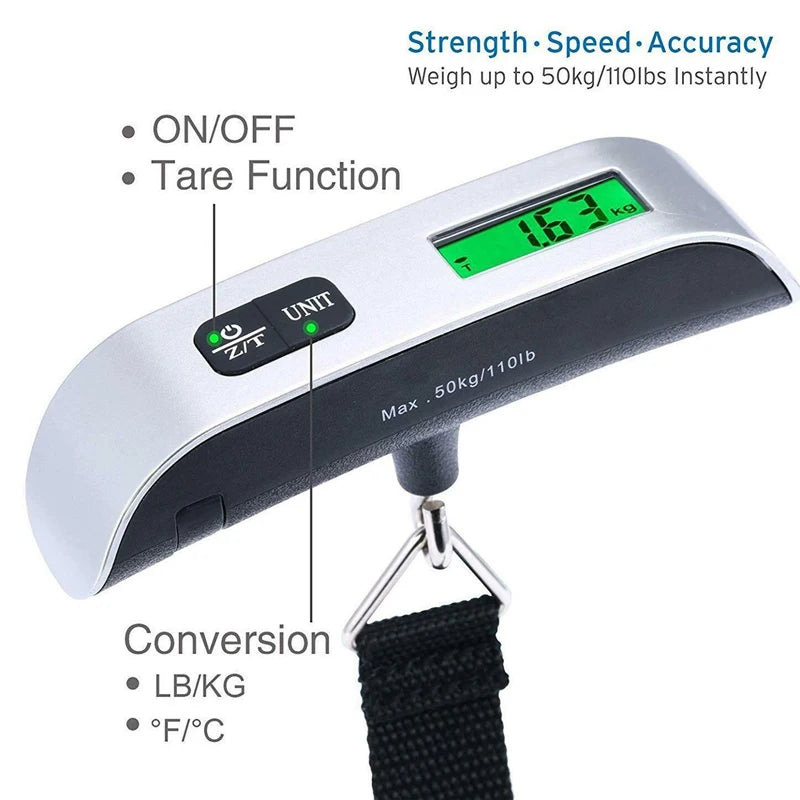 50kg Digital Hanging Scale Electronic Balance - Kitchen Luggage Travel Weight Scale Tool