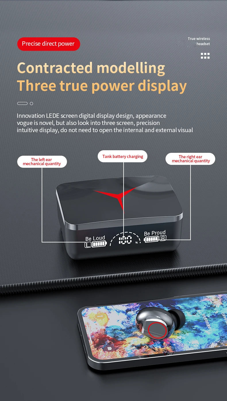 Original TWS M90 Wireless Gaming Headphones Bluetooth 5.3 - Sliding Cover Sport Earbuds for iPhone Xiaomi