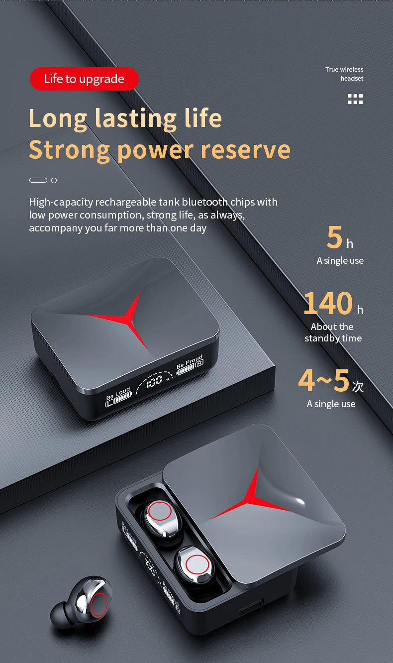 Original TWS M90 Wireless Gaming Headphones Bluetooth 5.3 - Sliding Cover Sport Earbuds for iPhone Xiaomi