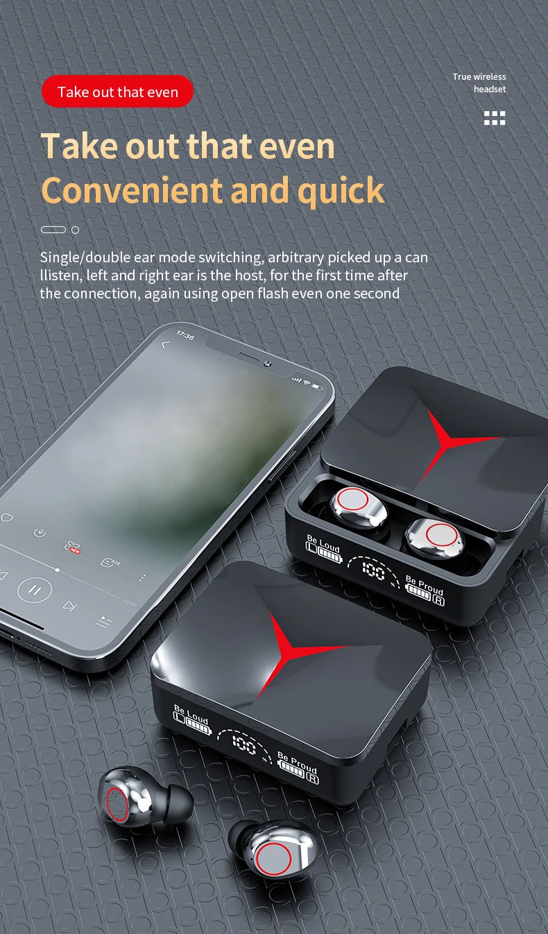 Original TWS M90 Wireless Gaming Headphones Bluetooth 5.3 - Sliding Cover Sport Earbuds for iPhone Xiaomi