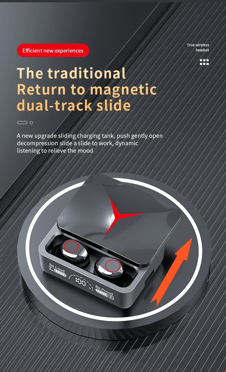 Original TWS M90 Wireless Gaming Headphones Bluetooth 5.3 - Sliding Cover Sport Earbuds for iPhone Xiaomi