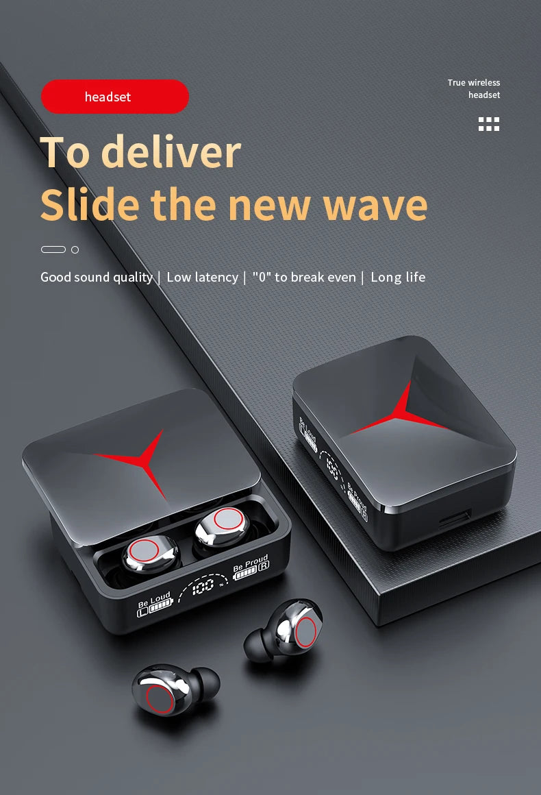 Original TWS M90 Wireless Gaming Headphones Bluetooth 5.3 - Sliding Cover Sport Earbuds for iPhone Xiaomi