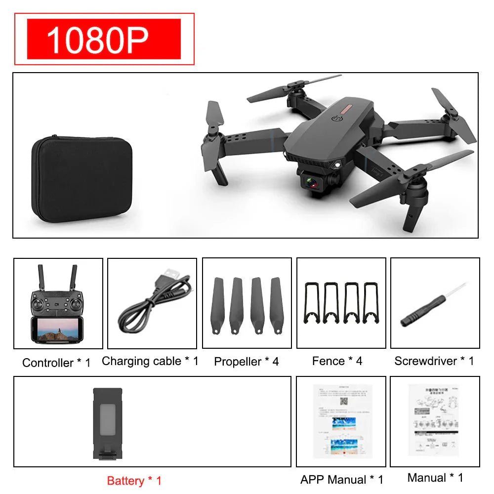 E88 Pro Foldable Drone 4K Camera WiFi FPV - Mini RC Quadcopter with HD Live Video - Solily