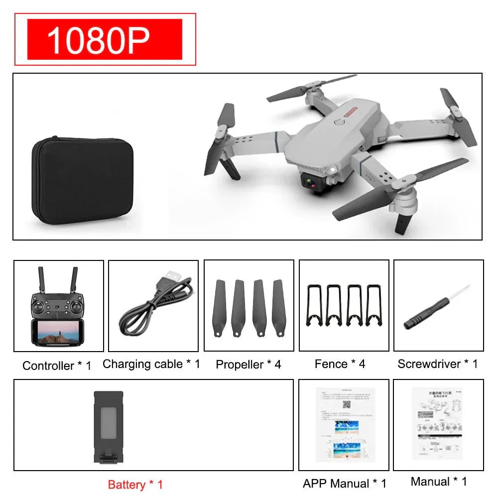 E88 Pro Foldable Drone 4K Camera WiFi FPV - Mini RC Quadcopter with HD Live Video - Solily