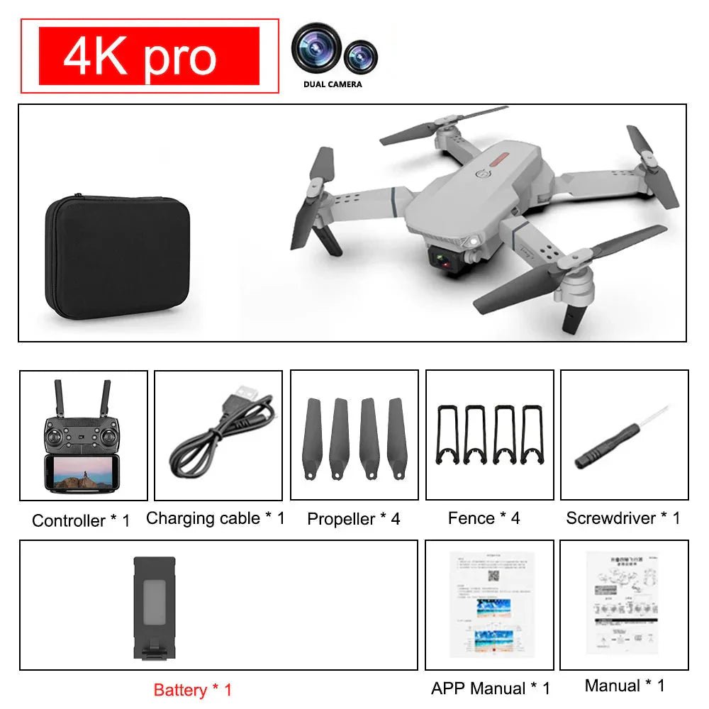 E88 Pro Foldable Drone 4K Camera WiFi FPV - Mini RC Quadcopter with HD Live Video - Solily