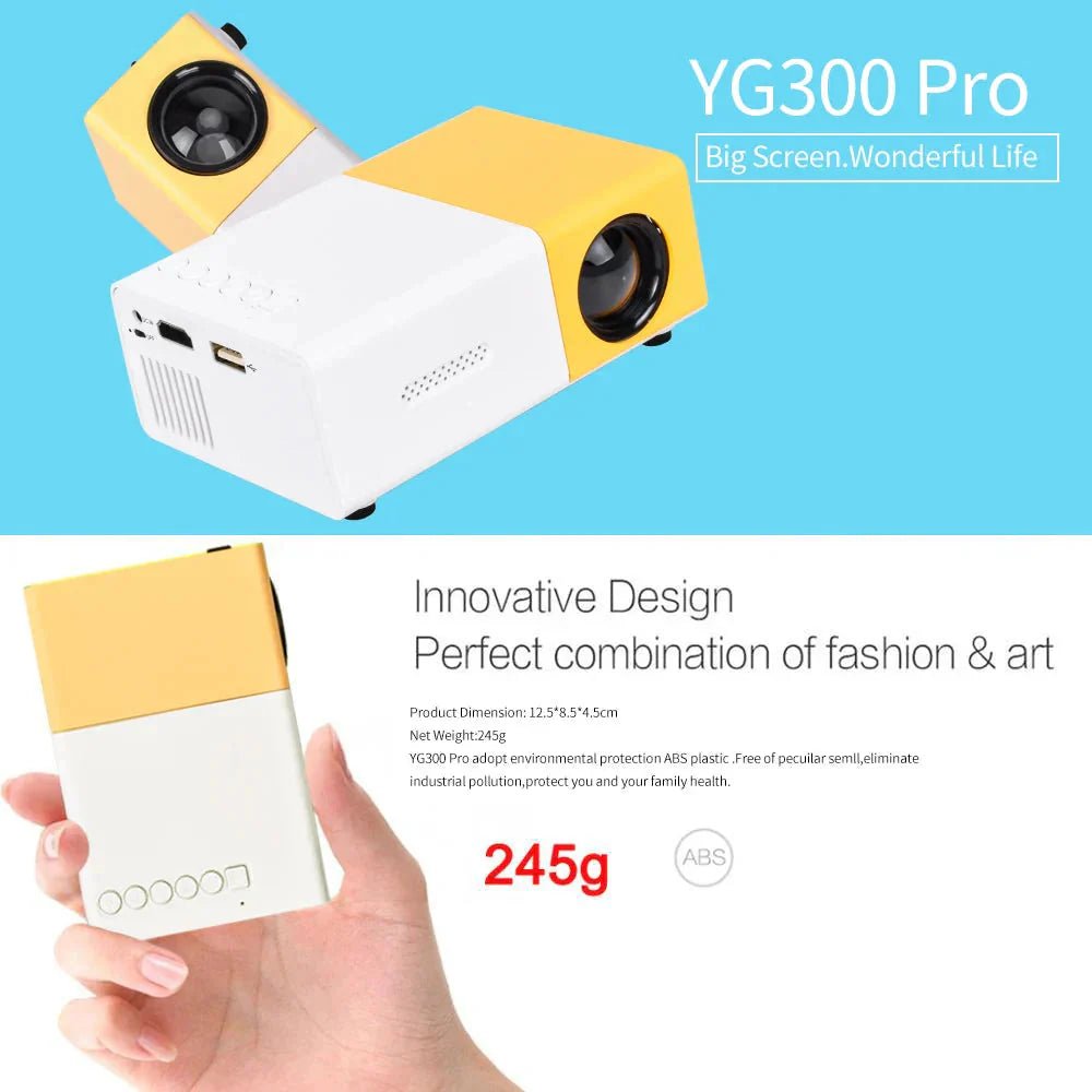 Mini Projector 1080P Portable LED with 4K Support - WiFi Bluetooth Home Theater Projector - Solily