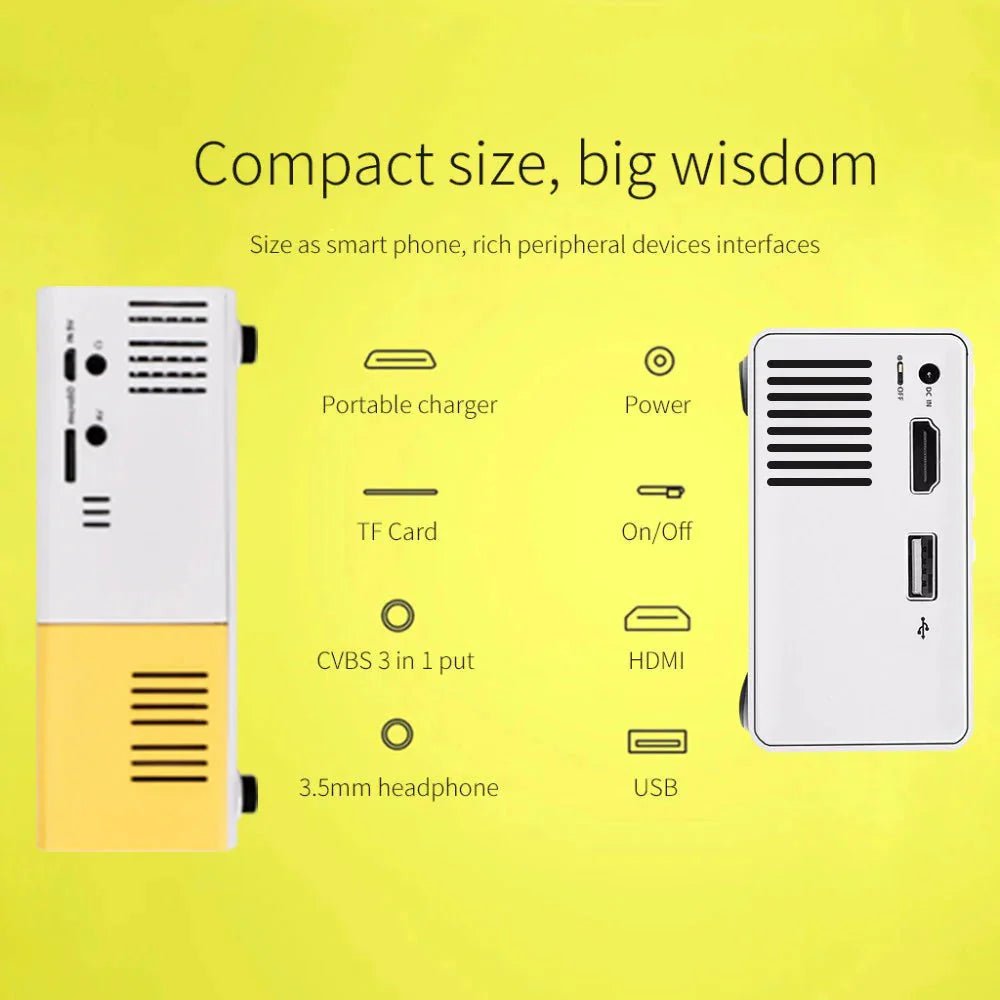 Mini Projector 1080P Portable LED with 4K Support - WiFi Bluetooth Home Theater Projector - Solily