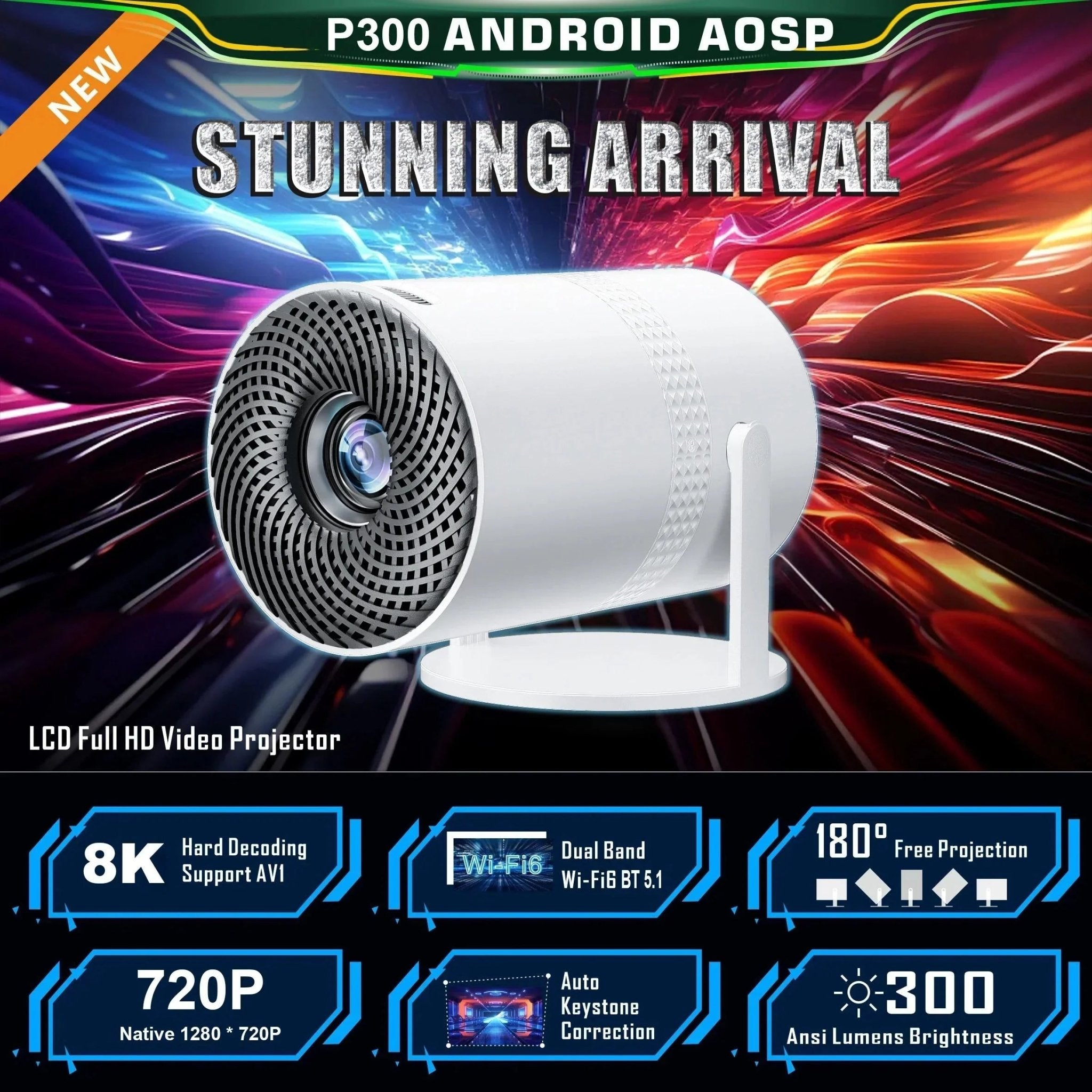 Portable Mini Projector 1080P - WiFi Bluetooth Movie Projector for Home Theater & Outdoor - Solily
