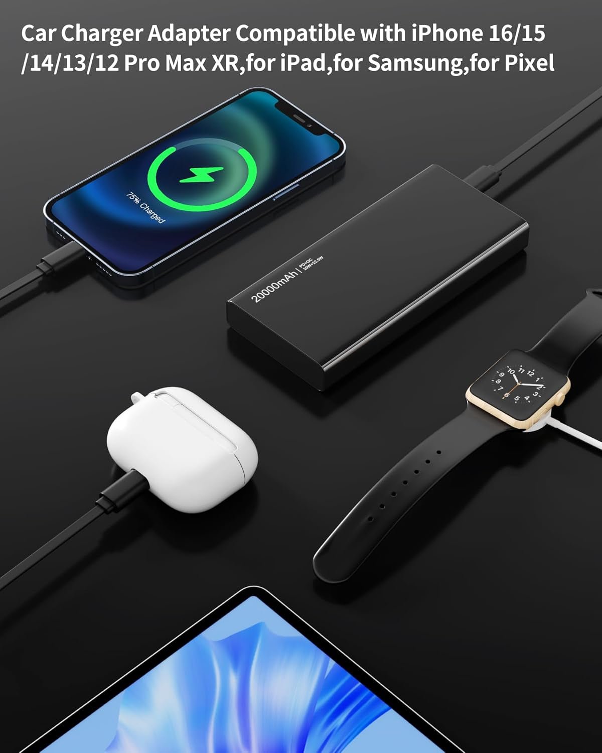 Retractable 4 - in - 1 Car Charger USB - C & USB - A - Fast Charging Cable for iPhone Android - Solily
