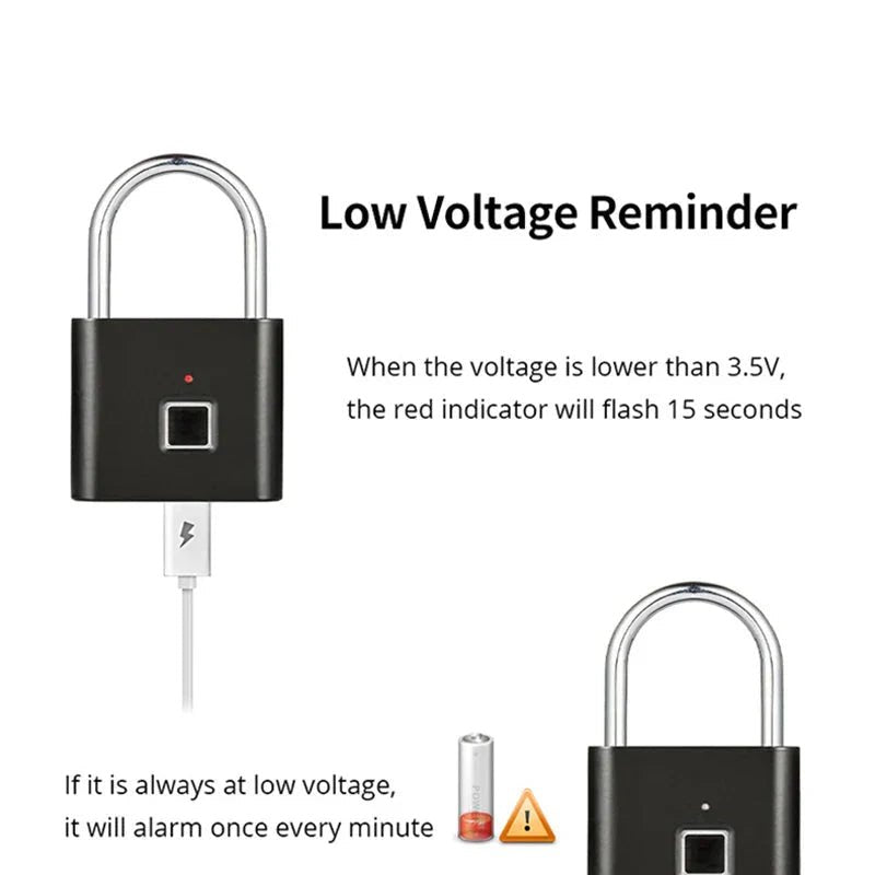 Smart Fingerprint Padlock Keyless Security Lock - Waterproof Biometric Lock for Gym Locker - Solily