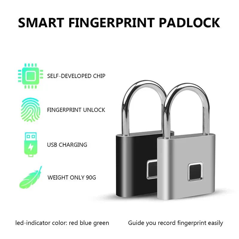 Smart Fingerprint Padlock Keyless Security Lock - Waterproof Biometric Lock for Gym Locker - Solily