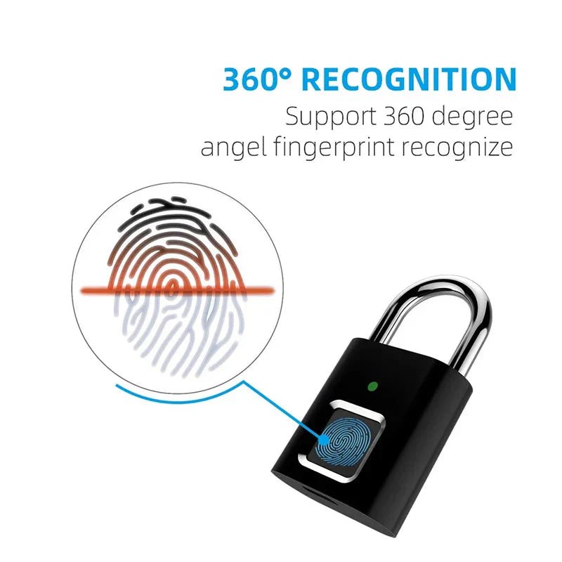 Smart Fingerprint Padlock Keyless Security Lock - Waterproof Biometric Lock for Gym Locker - Solily