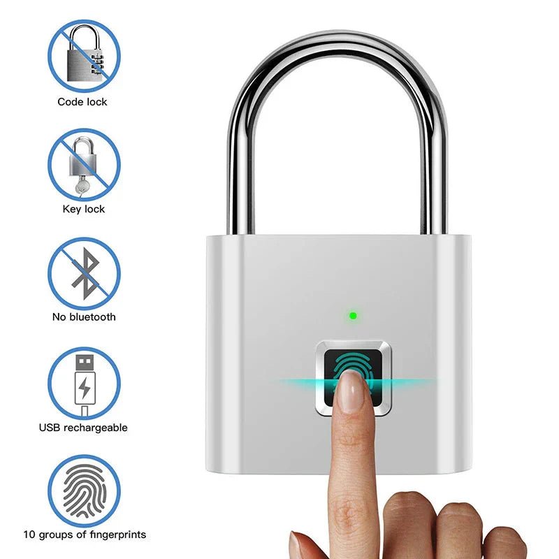 Smart Fingerprint Padlock Keyless Security Lock - Waterproof Biometric Lock for Gym Locker - Solily