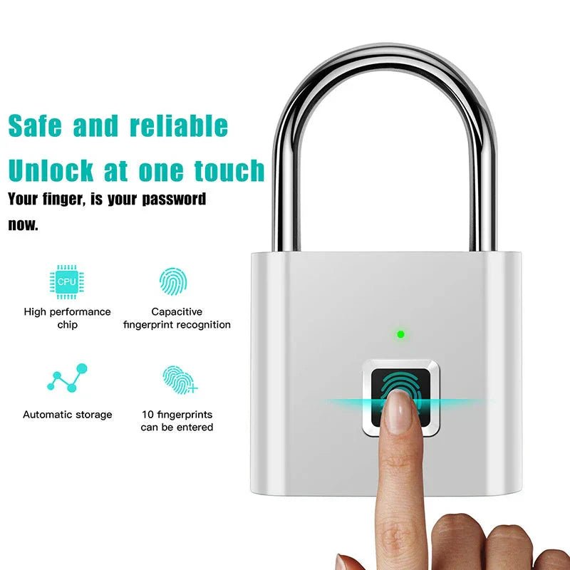 Smart Fingerprint Padlock Keyless Security Lock - Waterproof Biometric Lock for Gym Locker - Solily