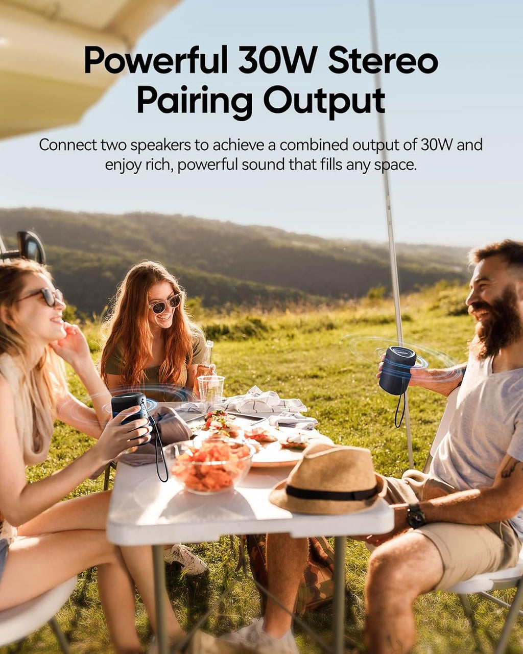 Waterproof Bluetooth Speaker with LED Lights - 20W Powerful Bass Portable Speaker - Solily