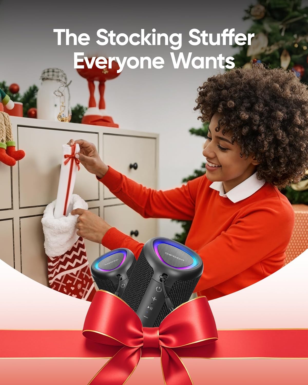 Waterproof Bluetooth Speaker with LED Lights - 20W Powerful Bass Portable Speaker - Solily