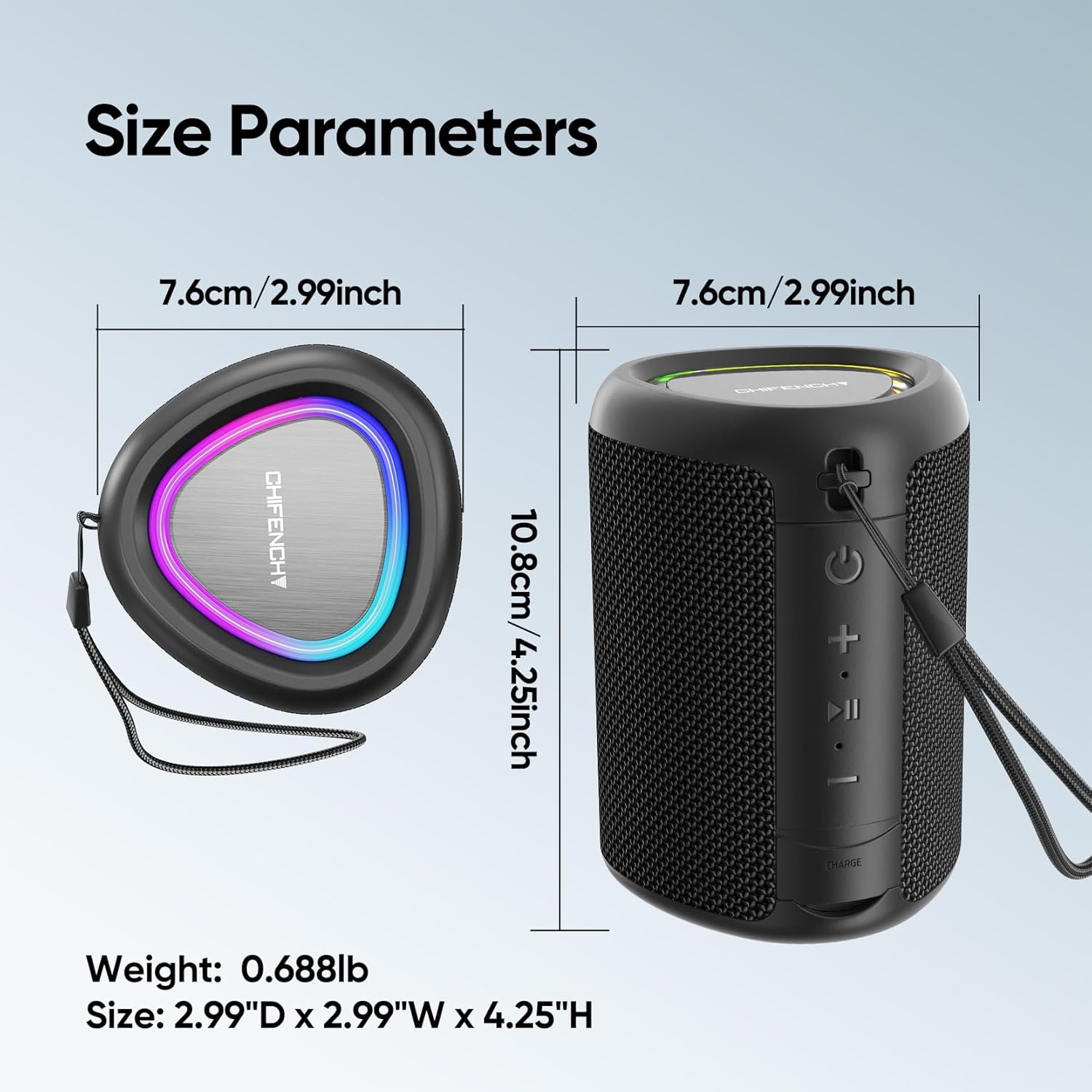 Waterproof Bluetooth Speaker with LED Lights - 20W Powerful Bass Portable Speaker - Solily